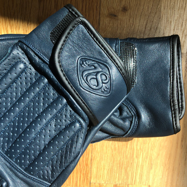 Blue leather motorcycle gloves 'Sprint' by 78 motor co.