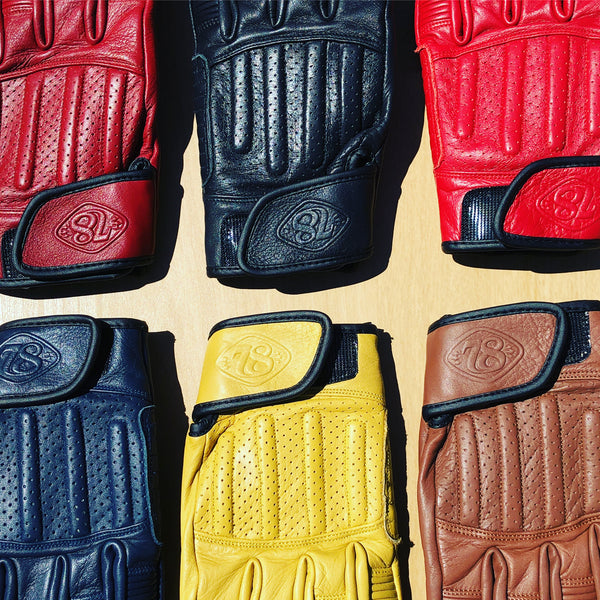 LEATHER MOTORCYCLE GLOVES IN BRIGHT COLOURS BY 78 MOTOR CO